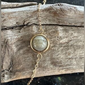 8” Bracelet with Green Stone